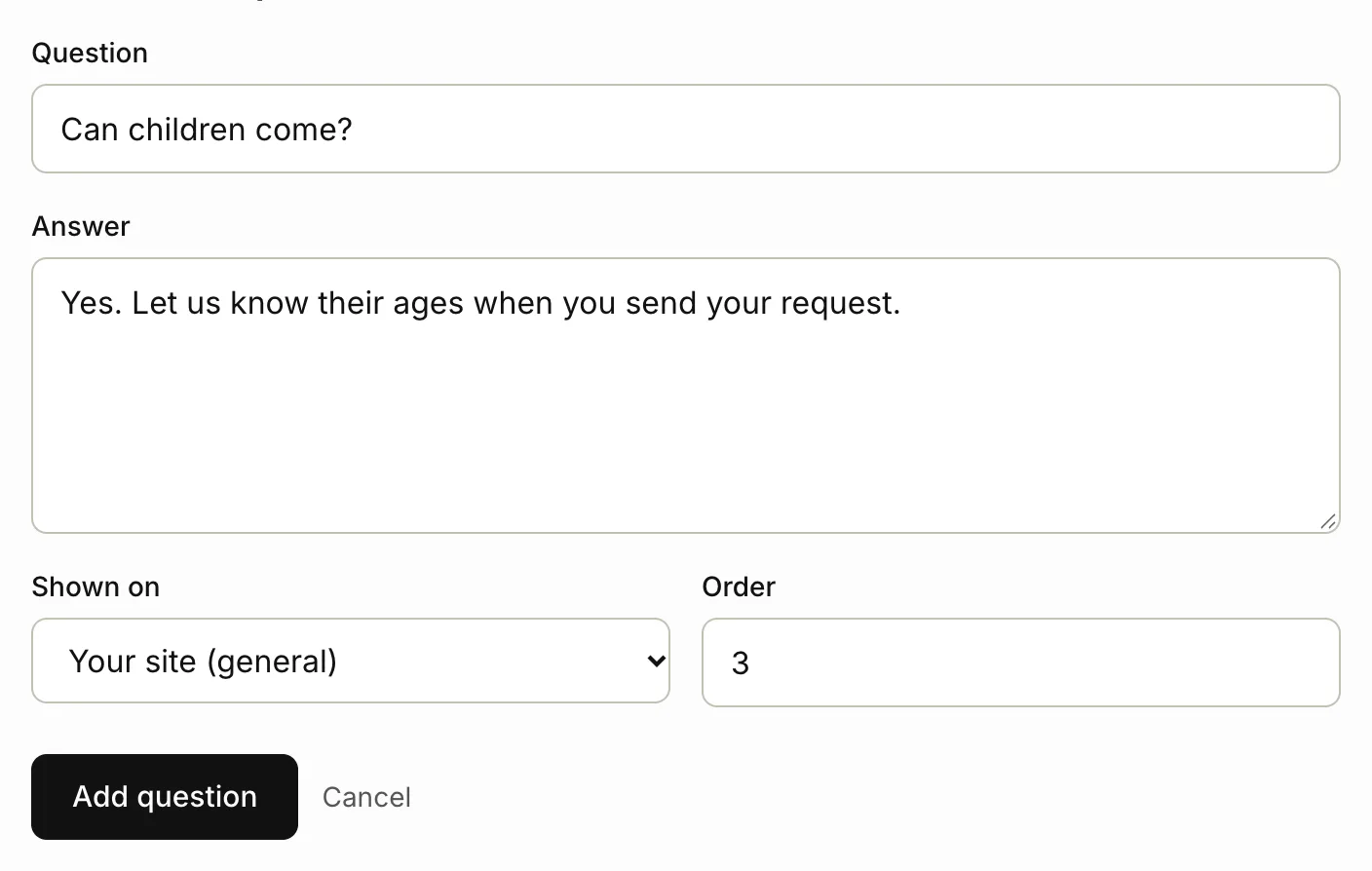 Adding a question