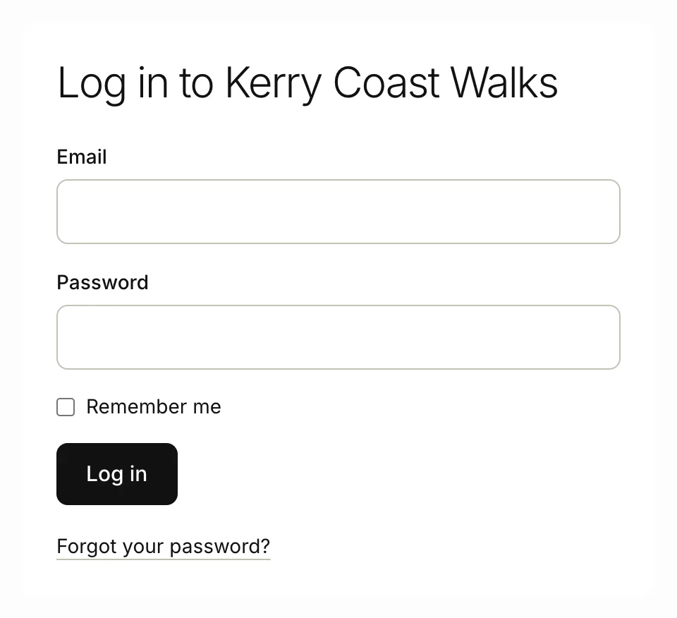 The login page